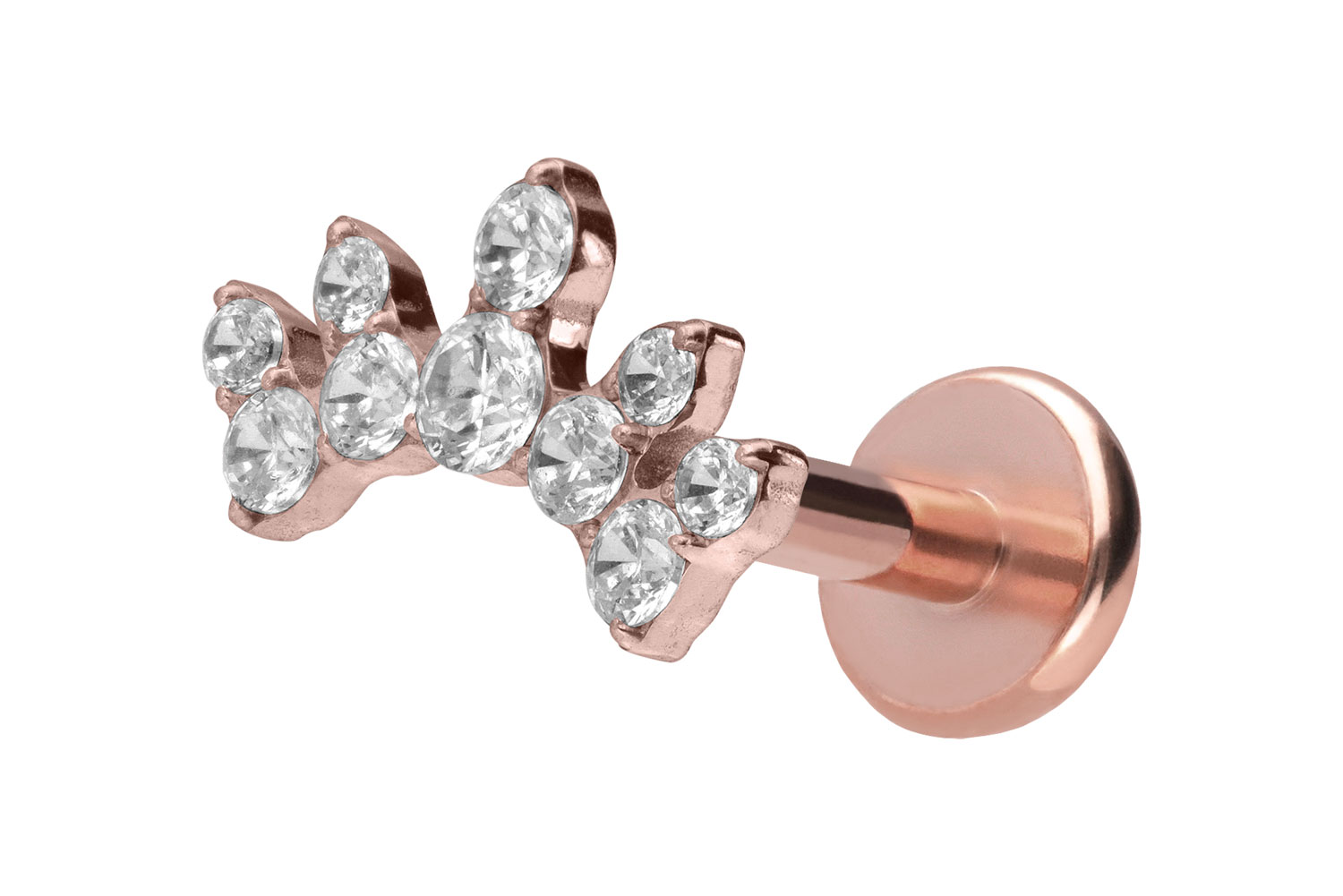 Titan Labret Piercing mit Push Fit KRISTALLBOGEN